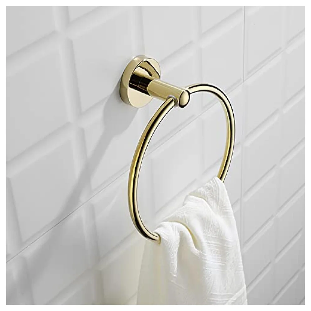 Gold Towel Ring Golden Round Towel Hanger for Kitchen and Bathroom, Stainless Steel.