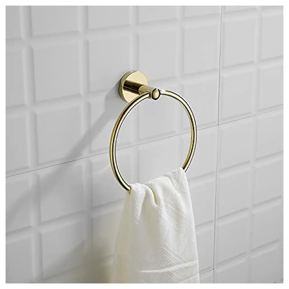 Gold Towel Ring Golden Round Towel Hanger for Kitchen and Bathroom, Stainless Steel.