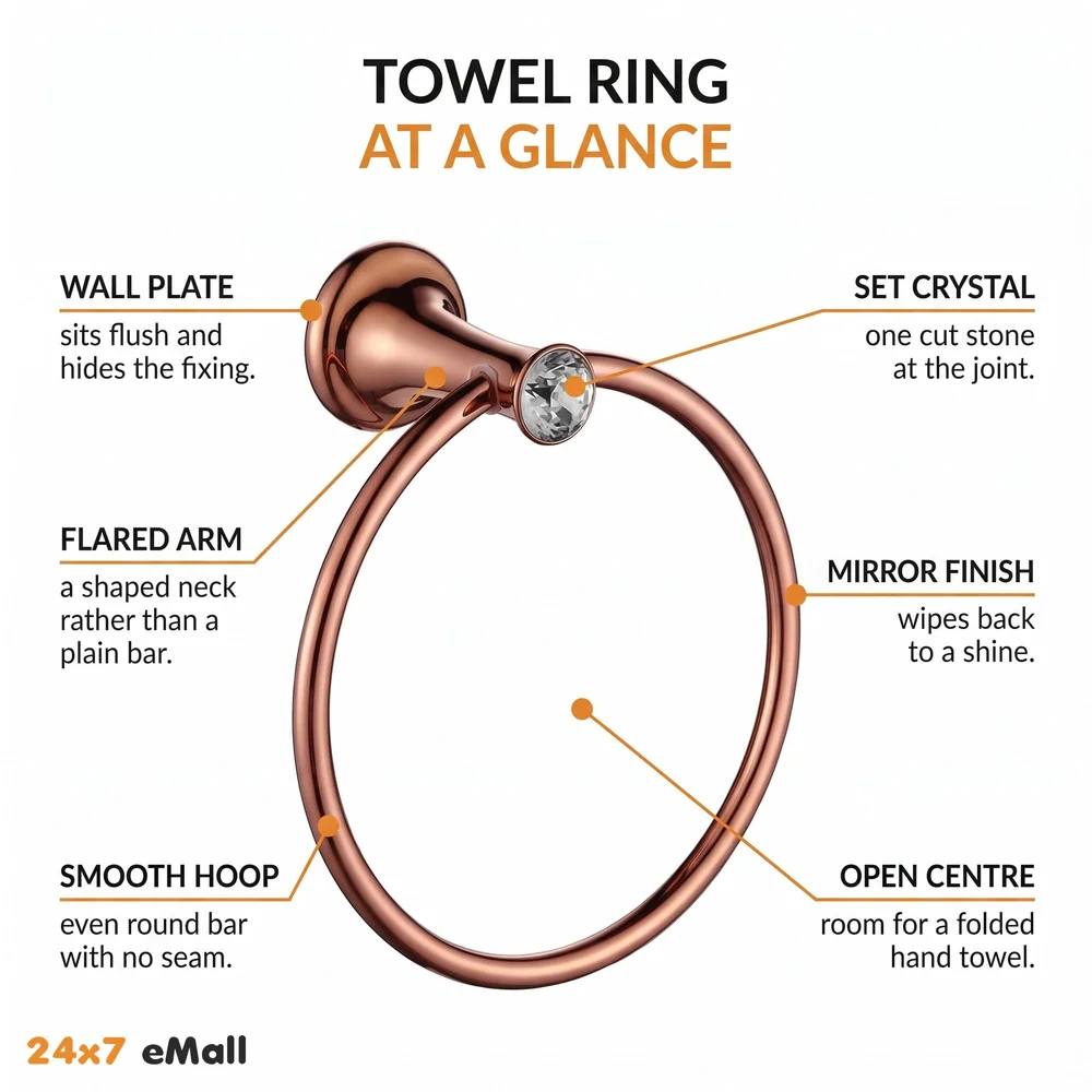 Rose Gold Towel Ring Golden Victorian Round Towel Hanger for Bathroom and Kitchen, Stainless Steel.