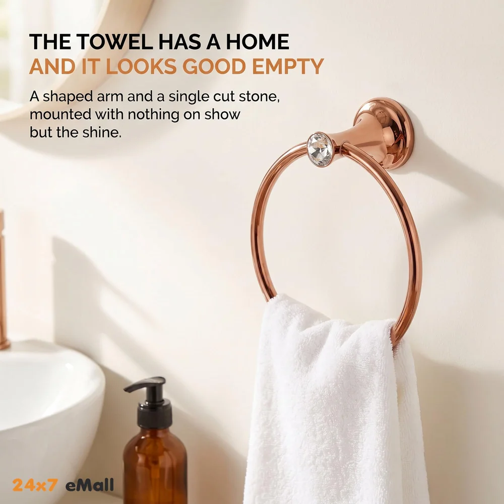 Rose Gold Towel Ring Golden Victorian Round Towel Hanger for Bathroom and Kitchen, Stainless Steel.