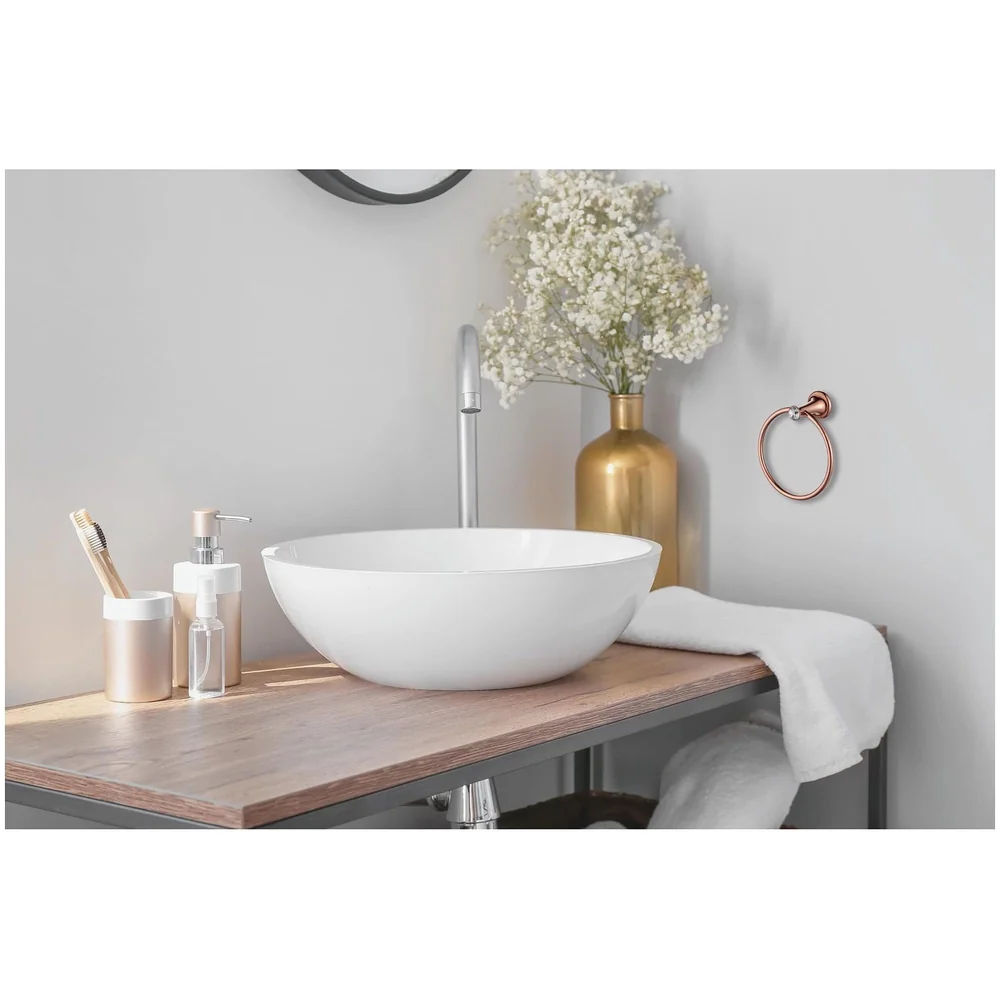 Rose Gold Towel Ring Golden Victorian Round Towel Hanger for Bathroom and Kitchen, Stainless Steel.