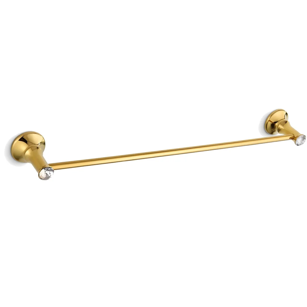 Gold Towel Rod Holder Stainless Steel Victorian Collection Golden Colour with Diamond Rounded Design 60 Cm (2 Feet) Towel Holder for Bathroom Toilets Baths