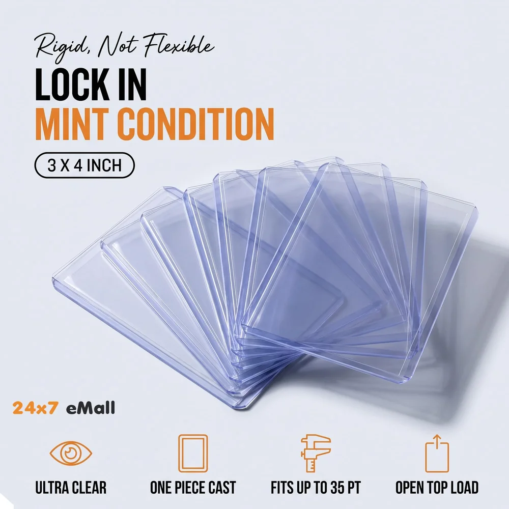 25 Pcs Trading Card Toploaders | 3x4 Inch | 35PT | Ultra Clear Rigid Cast Frame | Fits Poke - Monsters Sports Baseball Football Cards | Works with Sleeved Cards