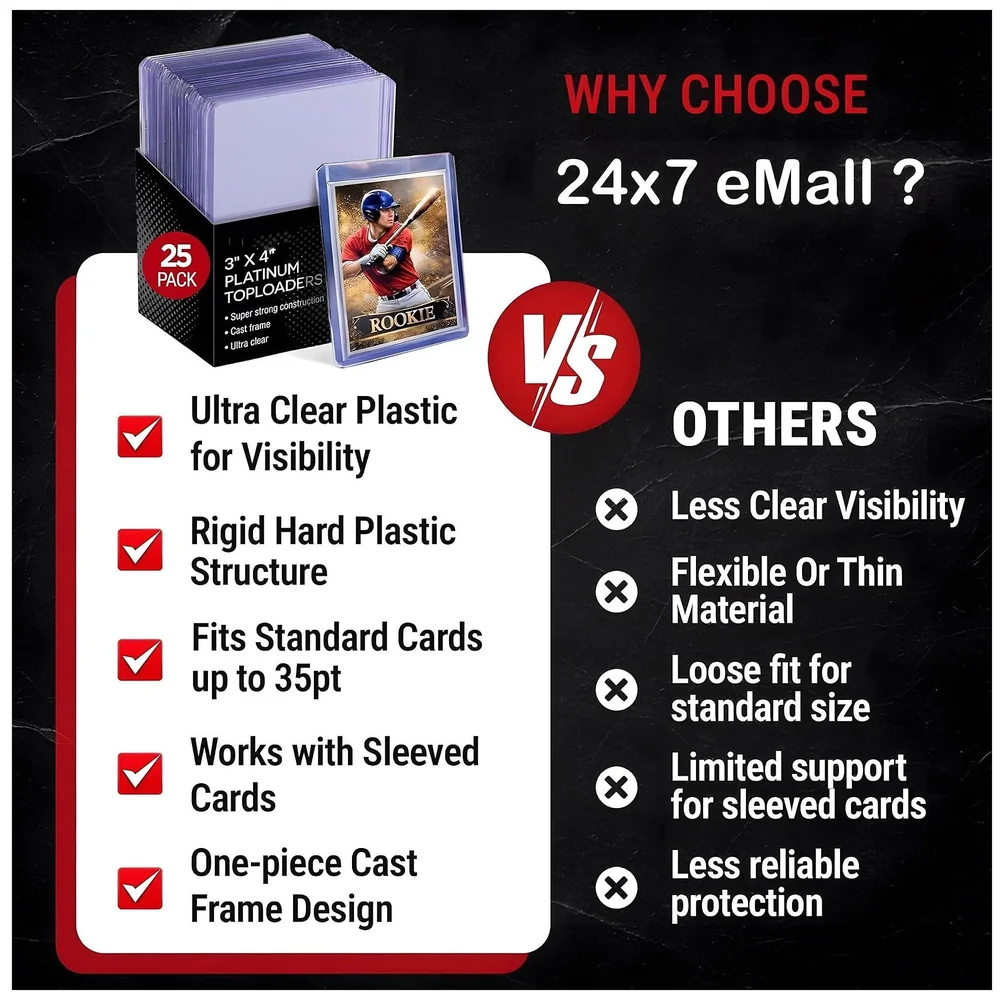 25 Pcs Trading Card Toploaders 3 x 4 Inch 35PT Ultra Clear Rigid Premium
