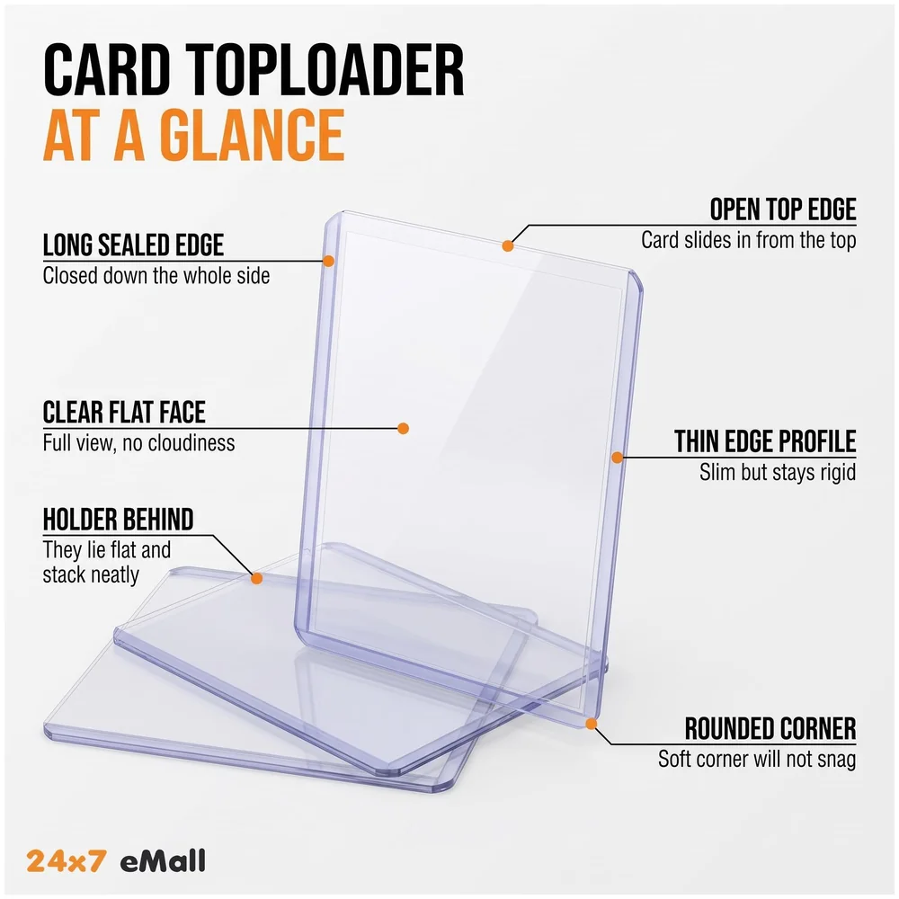 25 Pcs Trading Card Toploaders 3 x 4 Inch 35PT Ultra Clear Rigid Premium