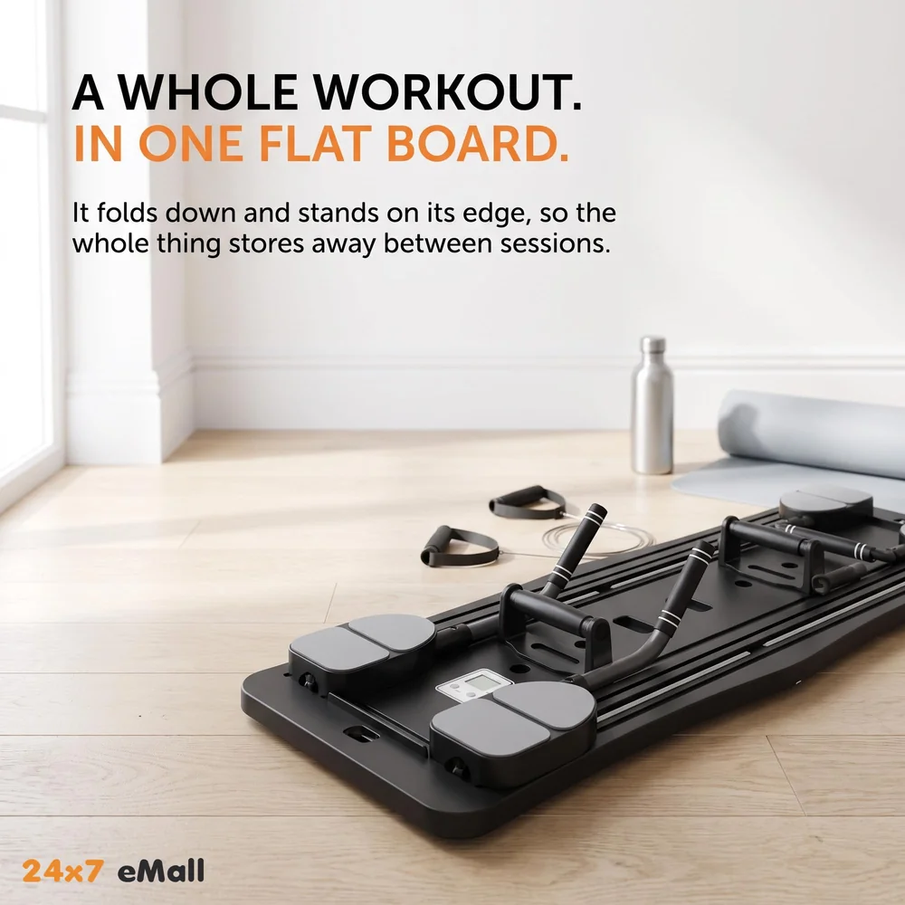 New 2026 Upgraded Pilates Reformer Board & Multifunctional Ab Core Trainer – Foldable Sliding Bodyboard with Automatic Rebound, Timer, and Elbow Support – Home Workout Equipment