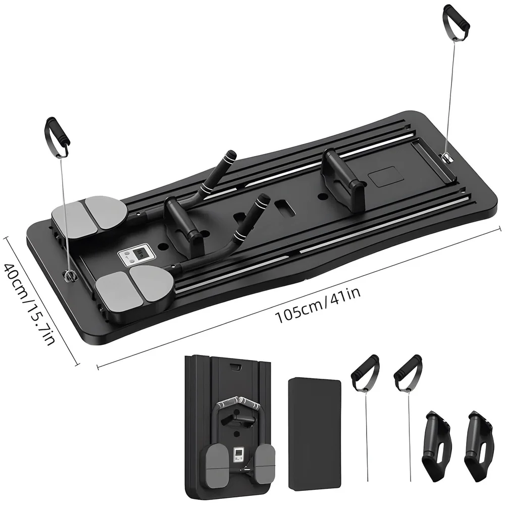 New 2026 Upgraded Pilates Reformer Board & Multifunctional Ab Core Trainer – Foldable Sliding Bodyboard with Automatic Rebound, Timer, and Elbow Support – Home Workout Equipment