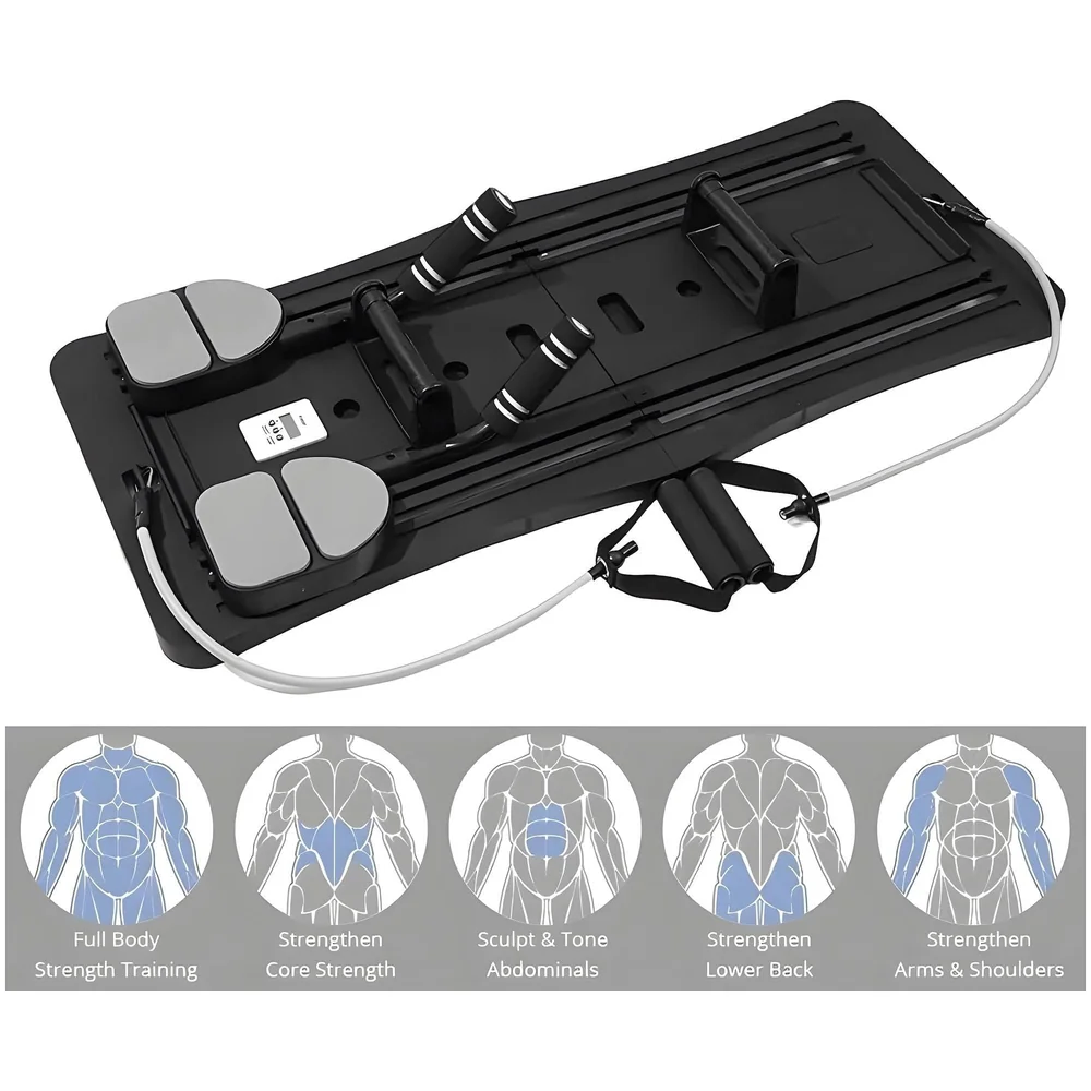 New 2026 Upgraded Pilates Reformer Board & Multifunctional Ab Core Trainer – Foldable Sliding Bodyboard with Automatic Rebound, Timer, and Elbow Support – Home Workout Equipment