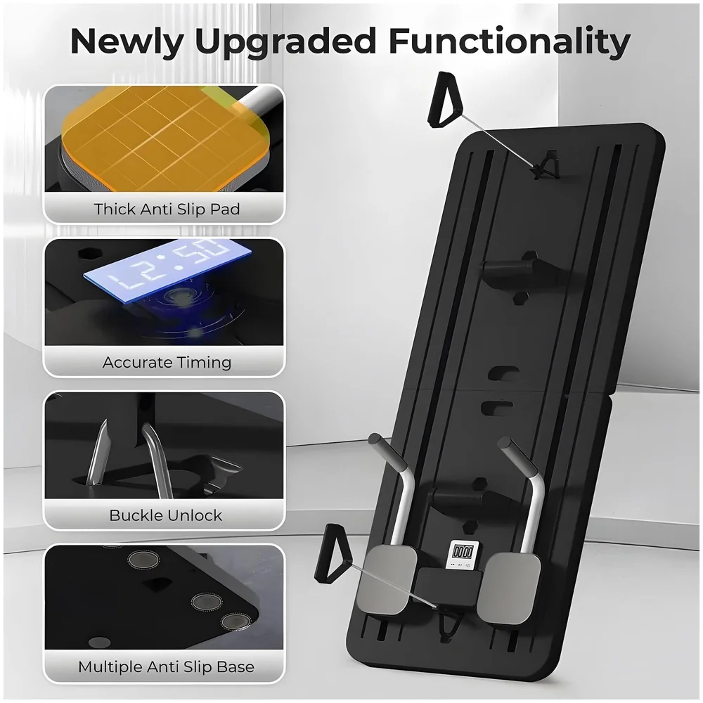 New 2026 Upgraded Pilates Reformer Board & Multifunctional Ab Core Trainer – Foldable Sliding Bodyboard with Automatic Rebound, Timer, and Elbow Support – Home Workout Equipment