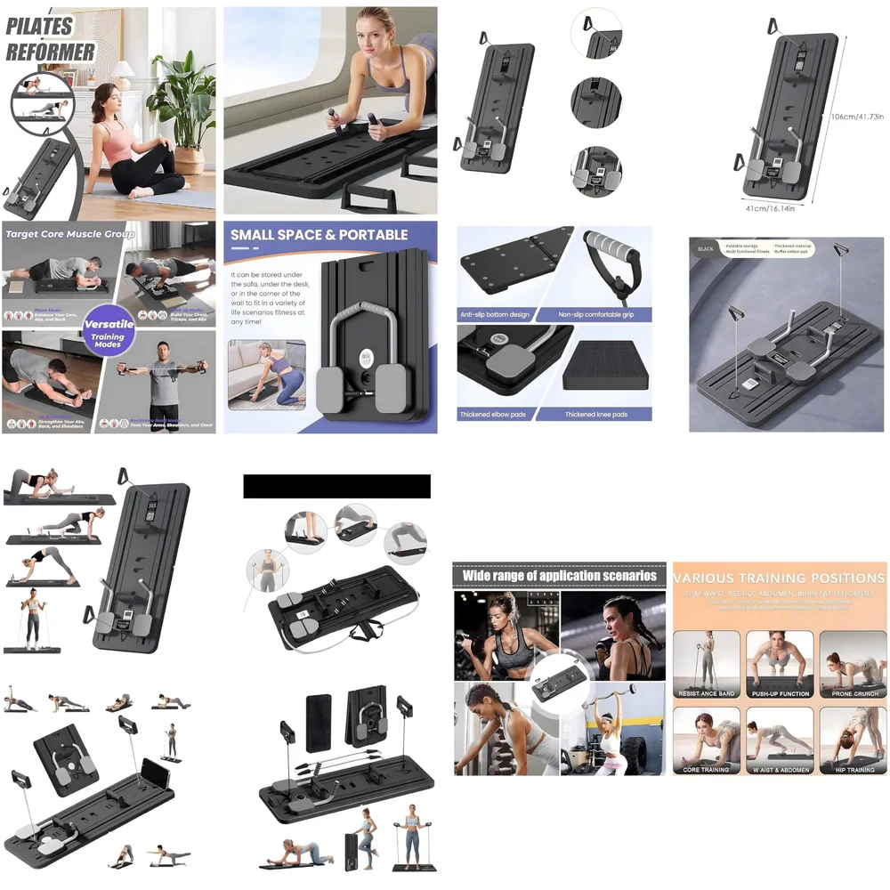 New 2026 Upgraded Pilates Reformer Board & Multifunctional Ab Core Trainer – Foldable Sliding Bodyboard with Automatic Rebound, Timer, and Elbow Support – Home Workout Equipment