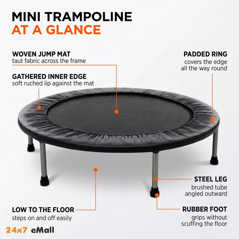 36 Inch Trampoline with Safety Pad, Indoor Fitness Trampoline for Adults and Kids.