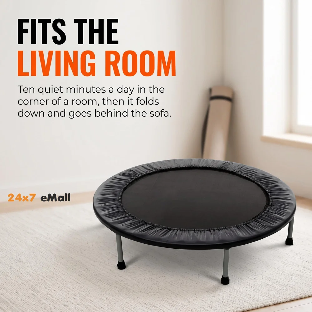 36 Inch Trampoline with Safety Pad, Indoor Fitness Trampoline for Adults and Kids. (Midnight, 36 Inch)