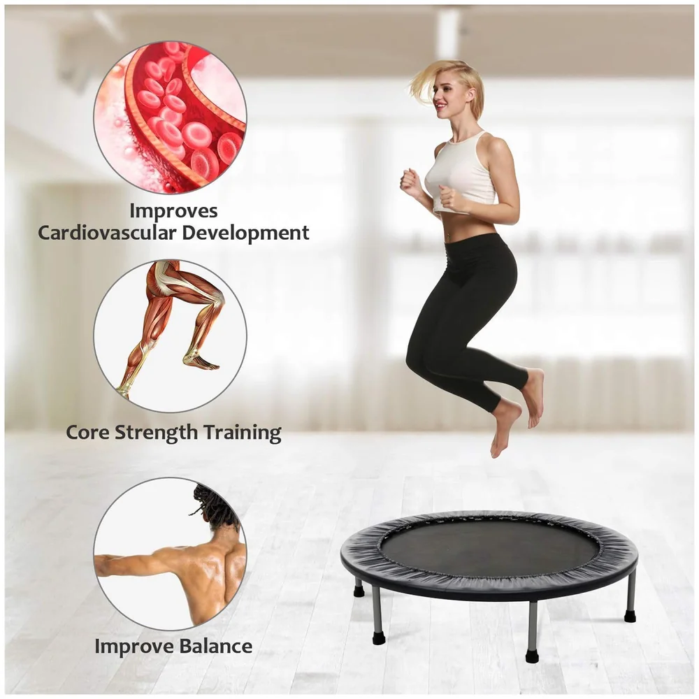 36 Inch Trampoline with Safety Pad, Indoor Fitness Trampoline for Adults and Kids. (Midnight, 36 Inch)