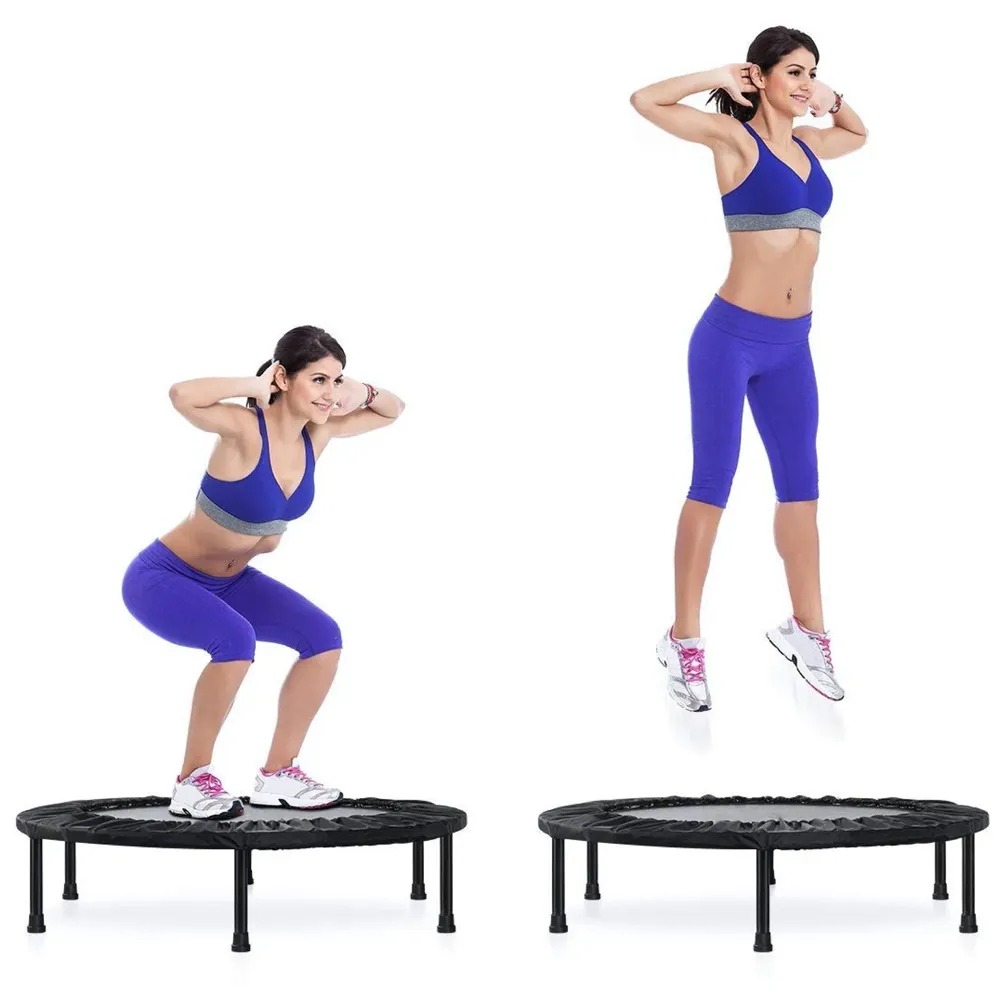 45 Inch Trampoline with Safety Pad, Fitness Trampoline for Indoor and Outdoor Workout Black