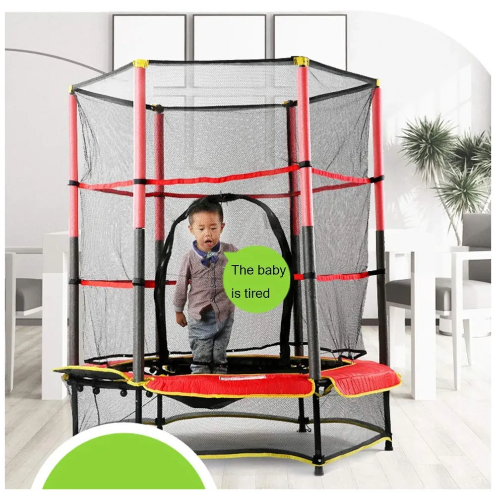 55'' Big Trampoline with Safety Enclosure Net for Indoor Outdoor Jumping Trainers, Max Load 70 kg