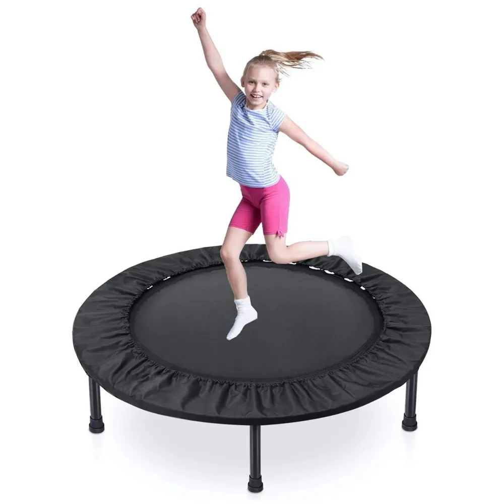 36 Inch Trampoline with Safety Pad, Indoor Fitness Trampoline for Adults and Kids. (Black, 36 Inch)