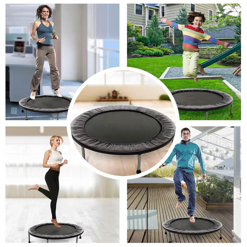 36 Inch Trampoline with Safety Pad, Indoor Fitness Trampoline for Adults and Kids. (Black, 36 Inch)