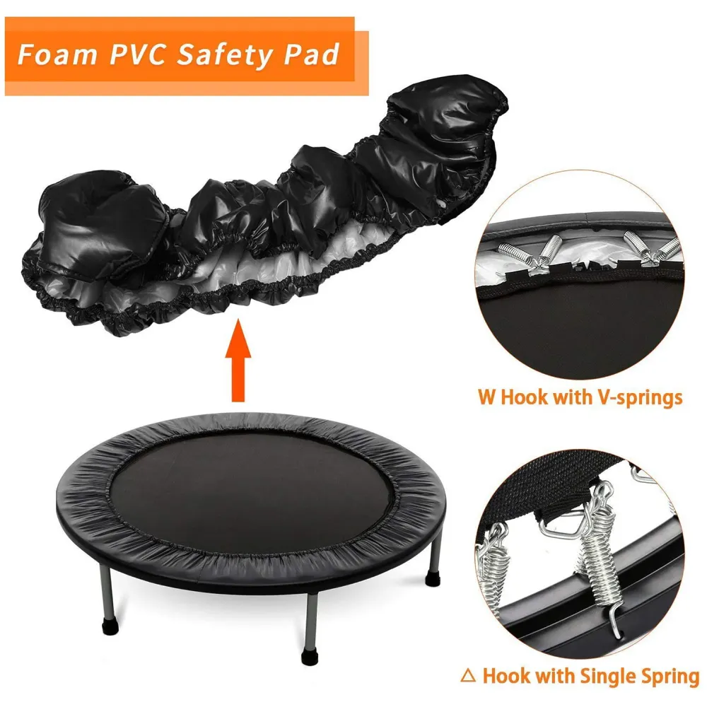 36 Inch Trampoline with Safety Pad, Indoor Fitness Trampoline for Adults and Kids. (Black, 36 Inch)