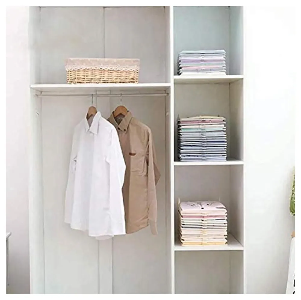 Stackable Folded T-Shirt Clothing Organizer l for Drawers, Dresser, Shelves, Suitcase, Wardrobe, Cabinets l Large (Jeans/Pants), Pack of 6 (Neutral, Large (35 x 30 Cm))