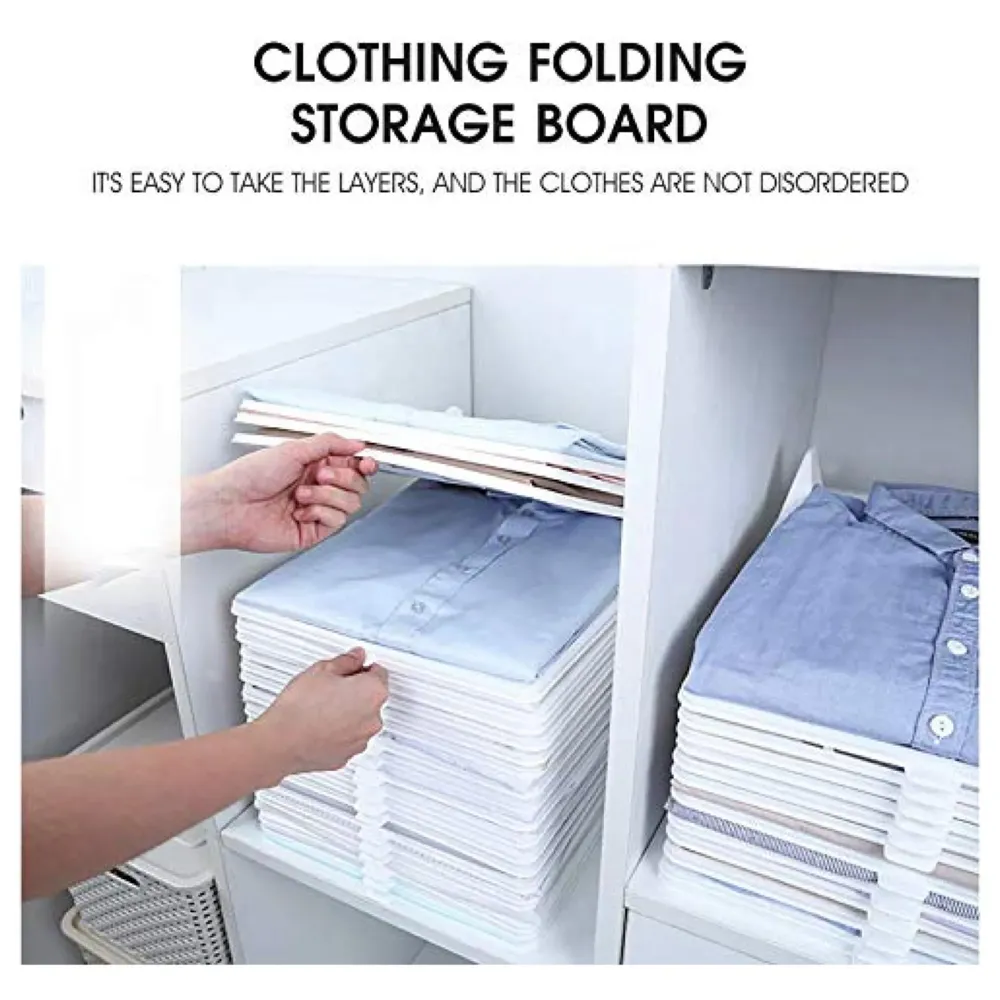 Stackable Folded T-Shirt Clothing Organizer l for Drawers, Dresser, Shelves, Suitcase, Wardrobe, Cabinets l Large (Jeans/Pants), Pack of 6 (Neutral, Large (35 x 30 Cm))