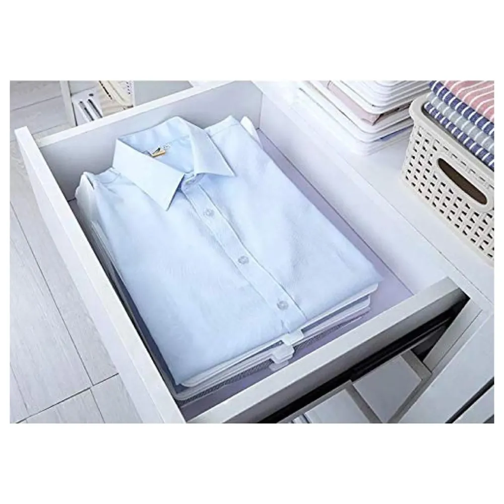 Stackable Folded T-Shirt Clothing Organizer l for Drawers, Dresser, Shelves, Suitcase, Wardrobe, Cabinets l Large (Jeans/Pants), Pack of 6 (Neutral, Large (35 x 30 Cm))