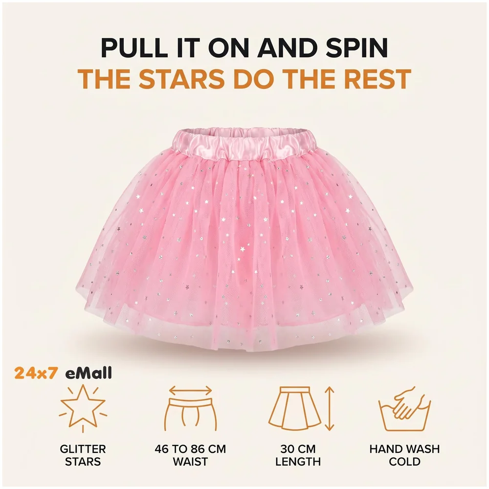 Pink Stars Tutu Tulle Skirt Girls Pettiskirt 30 cm Ballet Party