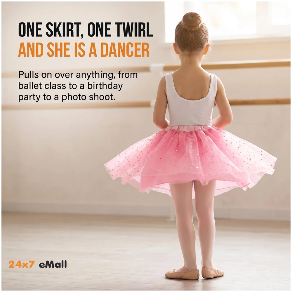 Pink Stars Tutu Tulle Skirt Girls Pettiskirt 30 cm Ballet Party