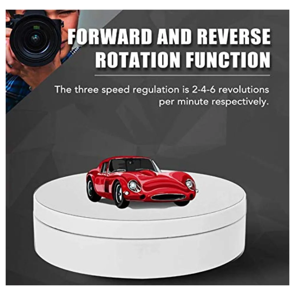 Rotating Display Stand, 360 Degree Electric Rotating Turntable With Felt Finish for Photography Products Display, Jewellery, Cake and Collectibles, 4 Kgs Load, 8 Inch Diameter (White)