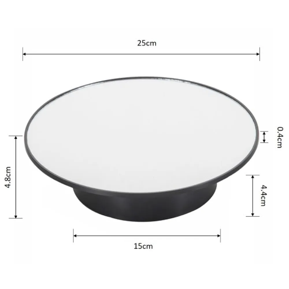 25 cm Mirror Rotating Display Stand 360 Electric Turntable Black