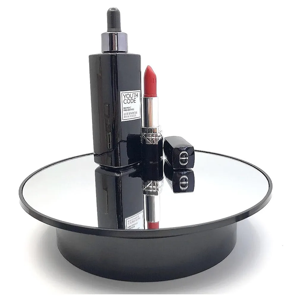 25 cm Mirror Rotating Display Stand 360 Electric Turntable Black