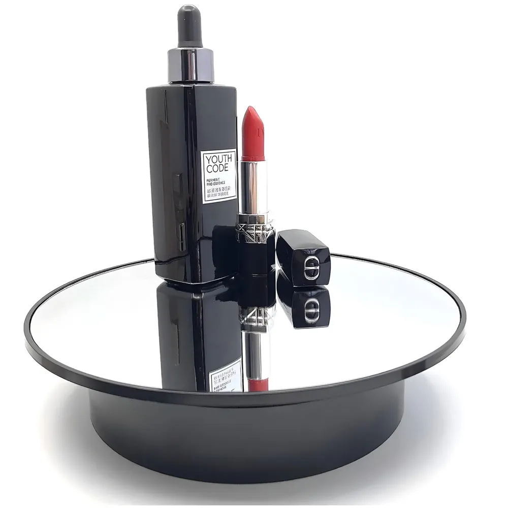 Automatic Rotating Display Stand, 360 Degree Electric Rotating Turntable With Mirror for Photography Products Display, Jewellery, Cake, 8 Inch Diameter (Black)