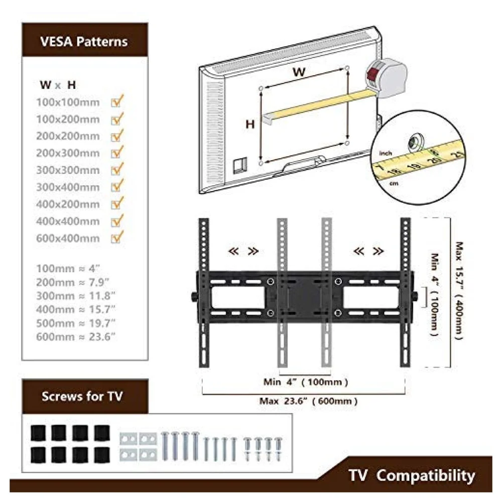 TV Trolley with Wheels Movable Tv Stand Tv Bracket for 32" to 75” LED, LCD for VESA Sizes 100 x 100 Upto 600 x 400 mm with Storange and Setup Box Shelf, 2 Shelves