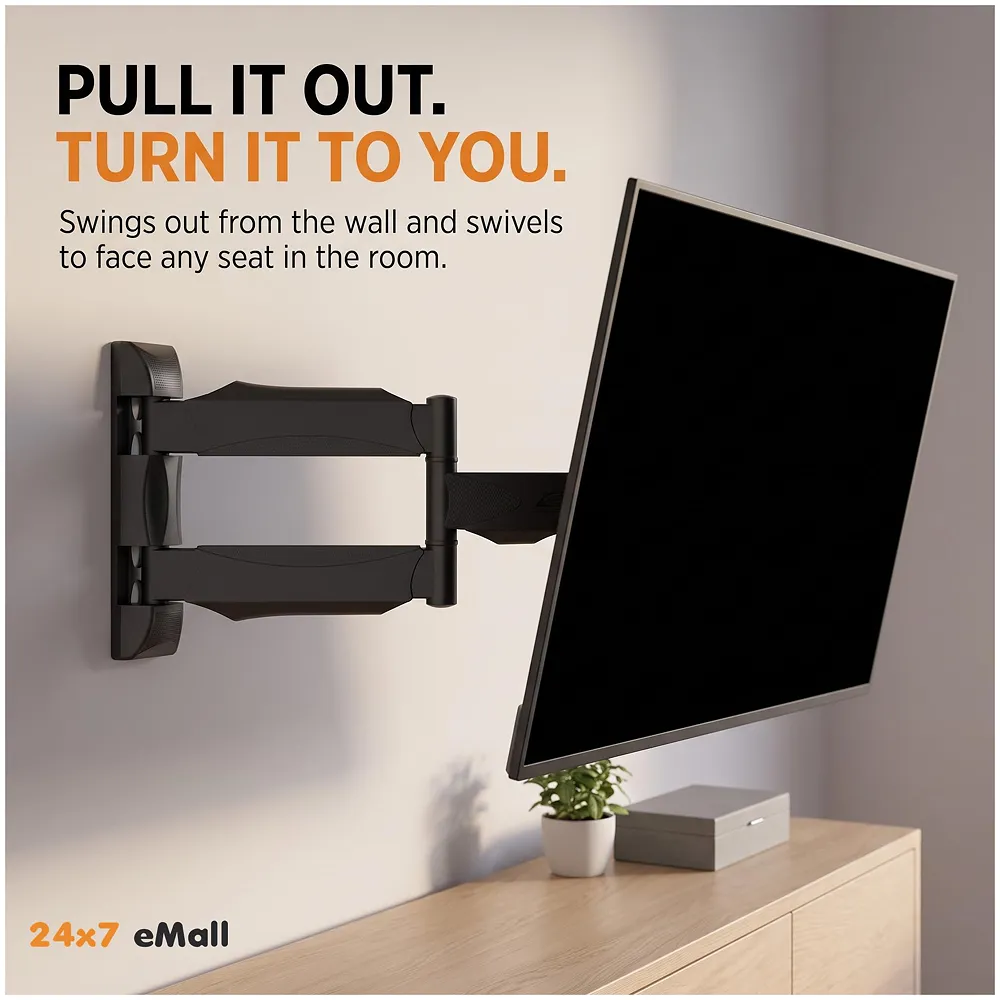 Heavy Duty Full Motion Cantilever Tilt Swivel Wall Mount Bracket for 32" inch to 55” LED, LCD and Plasma TV for VESA Sizes 100 x 100 Upto 400 x 400 mm (Wall Swivel 32''- 55'') Premium