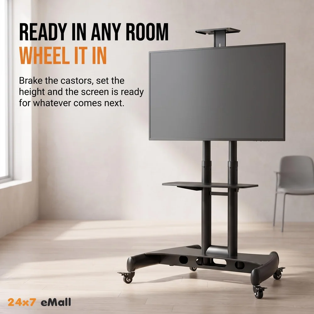 Mobile TV Cart TV Stand with Wheels for 32 to 65 Inch LCD LED OLED Plasma Flat Panel Screens Up to 45 Kgs Tv Trolley
