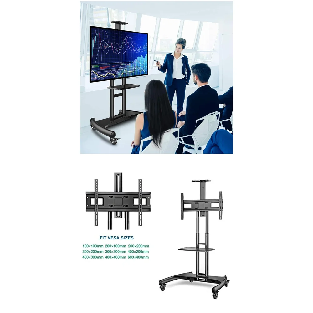 Mobile TV Cart TV Stand with Wheels for 32 to 65 Inch LCD LED OLED Plasma Flat Panel Screens Up to 45 Kgs Tv Trolley