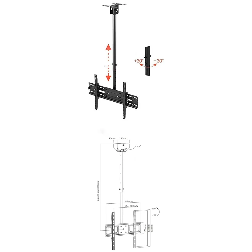 Heavy Duty Tilt Swivel Ceiling TV Mount 3 feet 26 to 55 inches