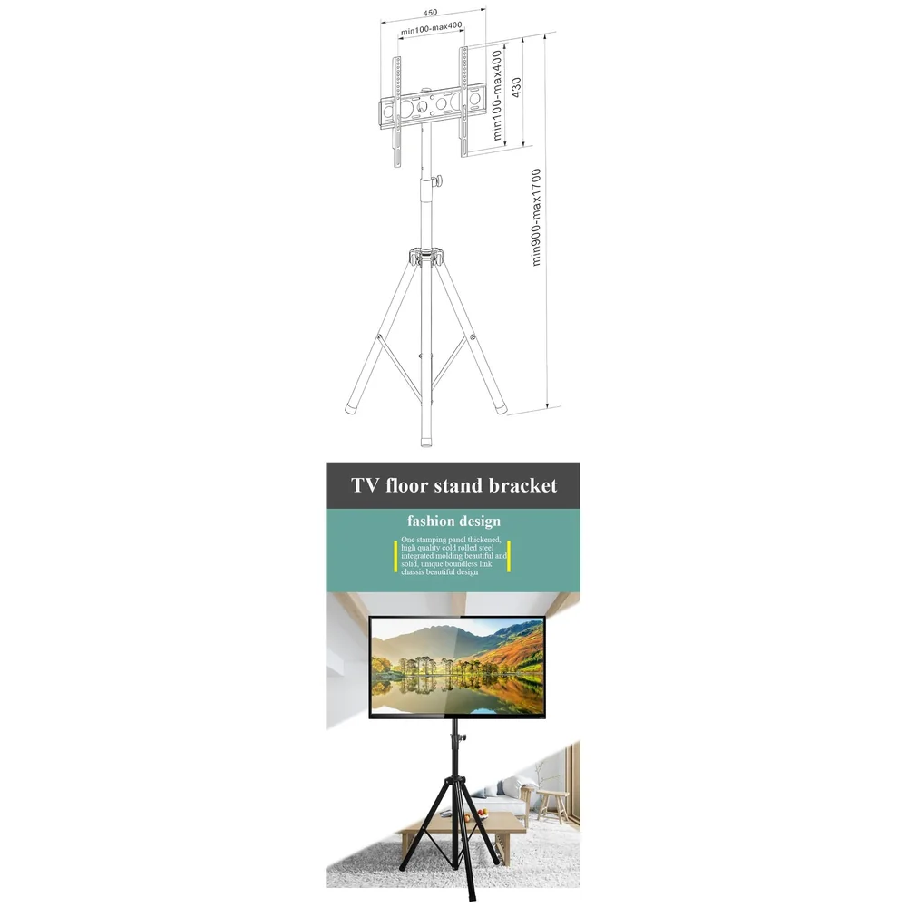 TV Tripod Floor Stand 32 to 55 inch Portable Height Adjustable