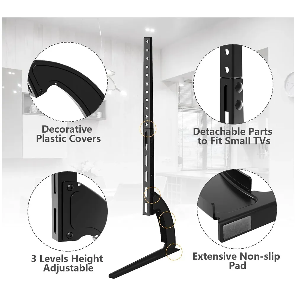 Universal Table Top TV Stand for Most 27 30 32 37 40 43 47 50 55 60 65 Inch Plasma LCD LED Flat or Curved Screen TVs with Height Adjustment, VESA Patterns up to 800x400 mm