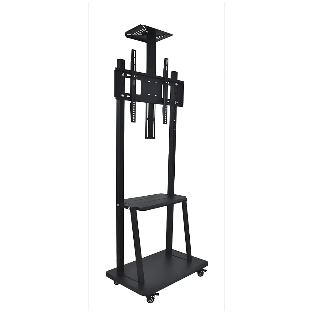 Premium Heavy Duty Full Motion Swivel Floor Stand TV Trolley with Brackets for 32" inch to 75” LED, LCD for VESA Sizes 100 x 100 Upto 600 x 400 mm (Tv Trolley 3 Shelves) (Premium)