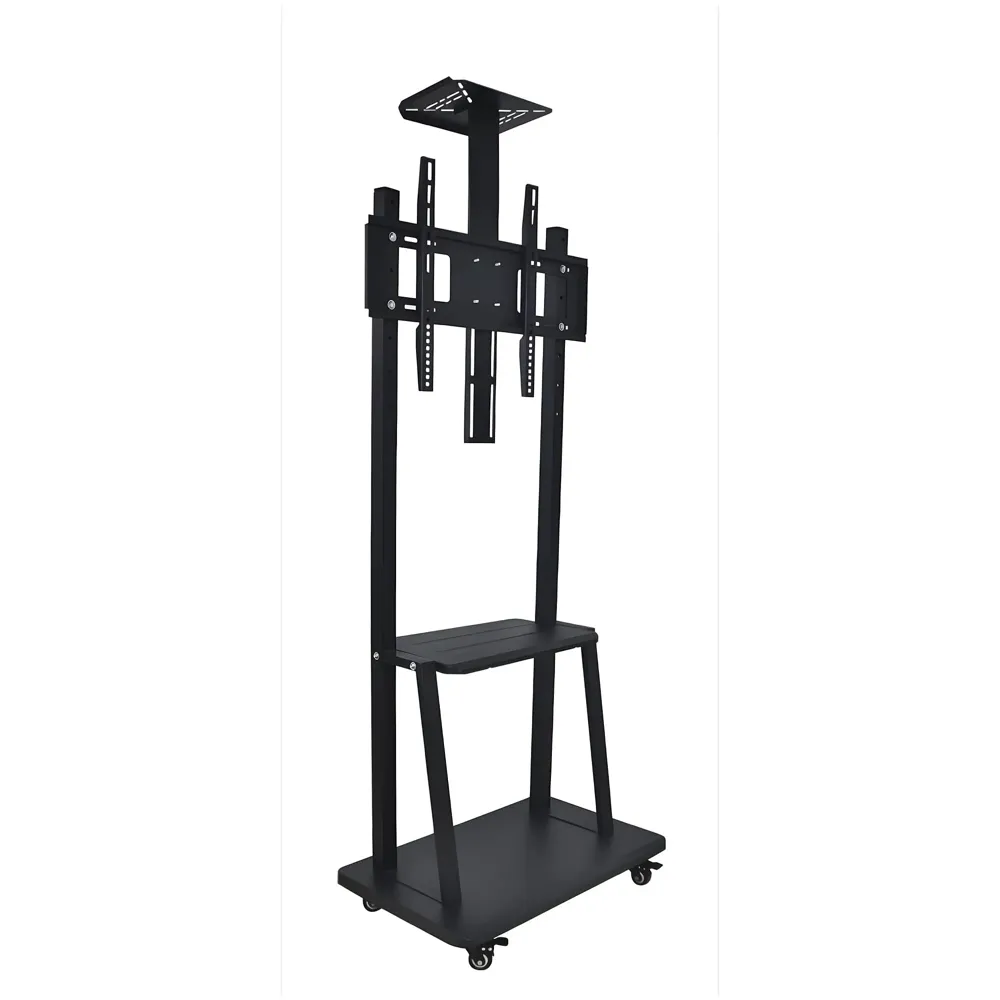 Premium Heavy Duty Full Motion Swivel Floor Stand TV Trolley with Brackets for 32" inch to 75” LED, LCD for VESA Sizes 100 x 100 Upto 600 x 400 mm (Tv Trolley 3 Shelves) (Premium)