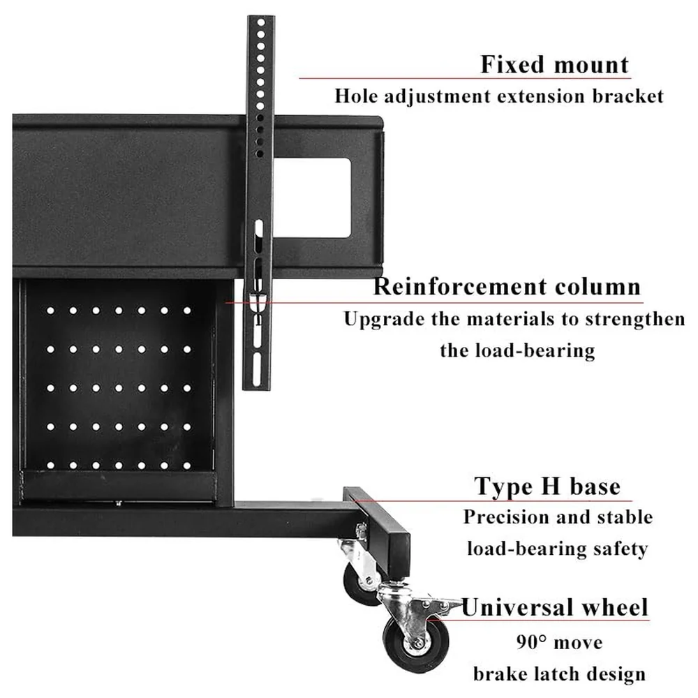 Heavy Duty Low Height Swivel TV Floor Stand Trolley 32-65 inch
