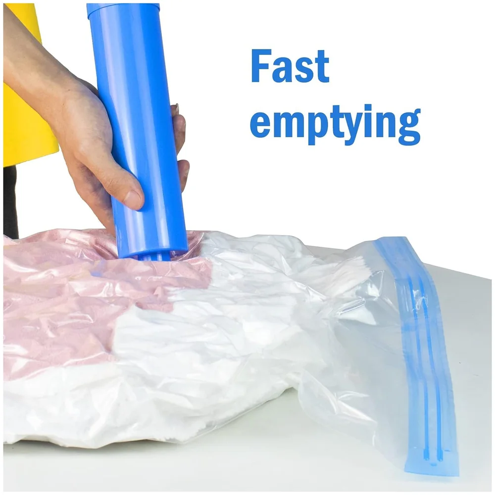 5 Pcs Vacuum Storage Bags Hand Pump 1 Jumbo 2 Large 2 Medium Set