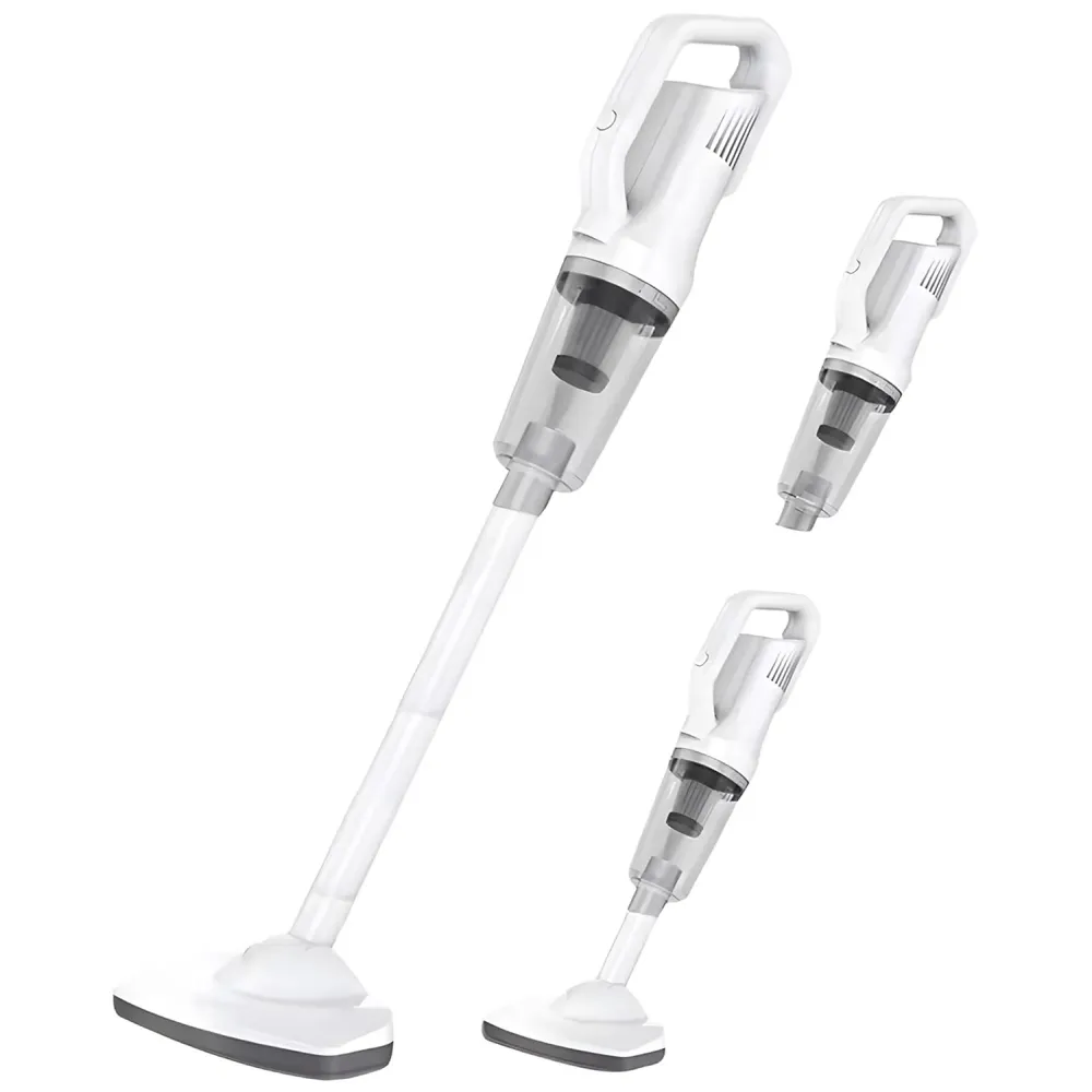 Cordless Vacuum Cleaner, Portable High-Power Motor with Strong Suction, Handheld Rechargeable Hoover with 4 Multi-Use Attachments for Home, Car & Office (White)