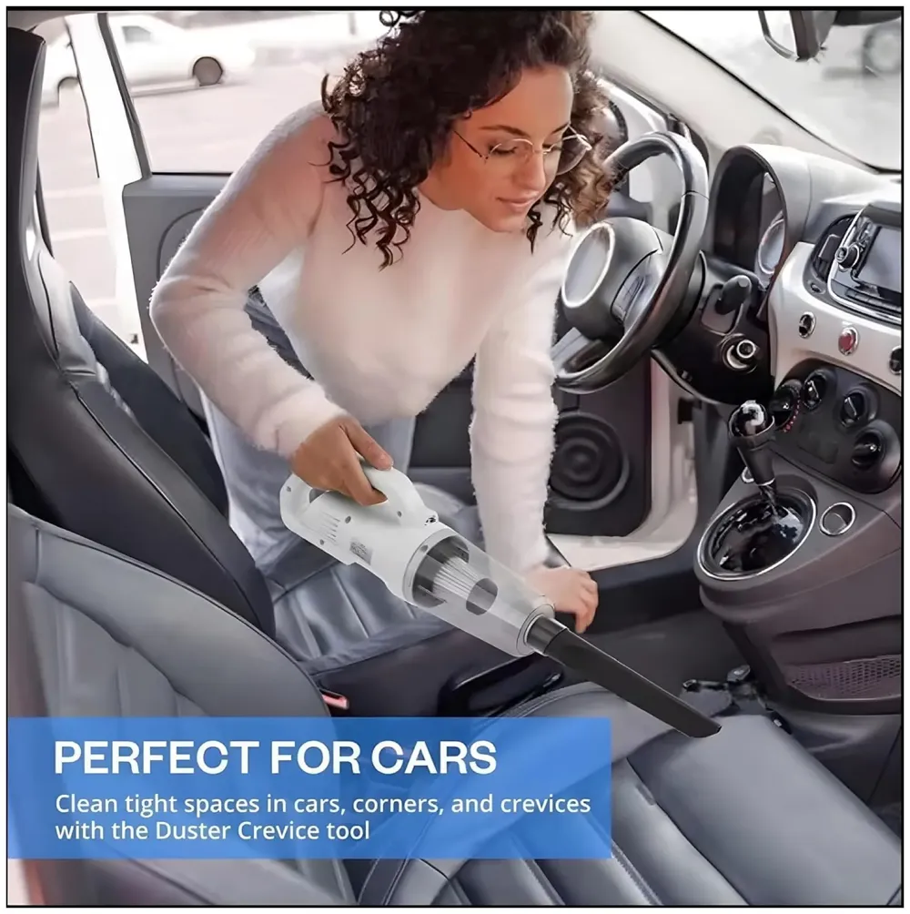 Cordless Vacuum Cleaner, Portable High-Power Motor with Strong Suction, Handheld Rechargeable Hoover with 4 Multi-Use Attachments for Home, Car & Office (White)