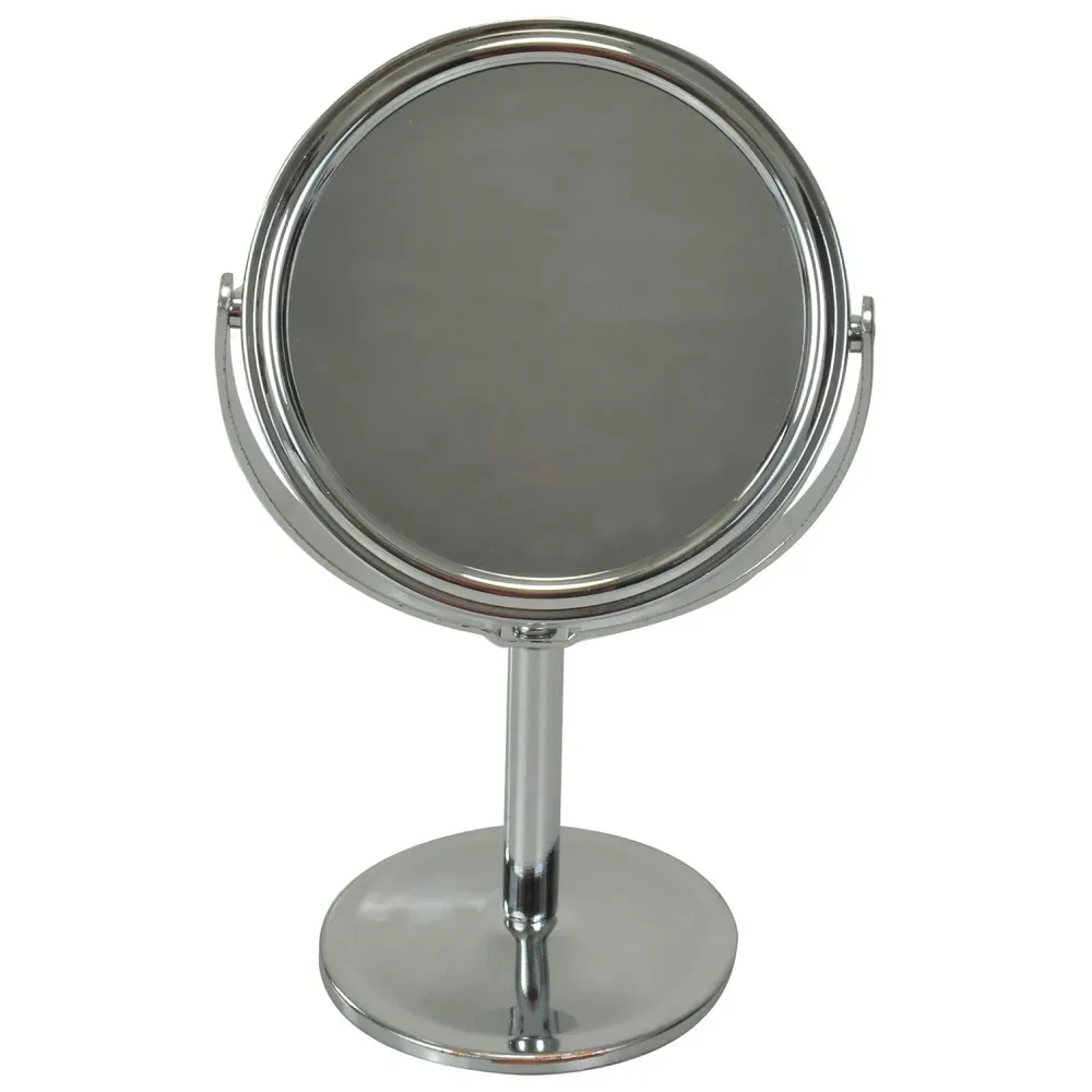 Pocket Size Vanity Mirror with 5X Magnification and Standard Tabletop Shaving Makeup ~ 2 in 1~15 cm (Silver)