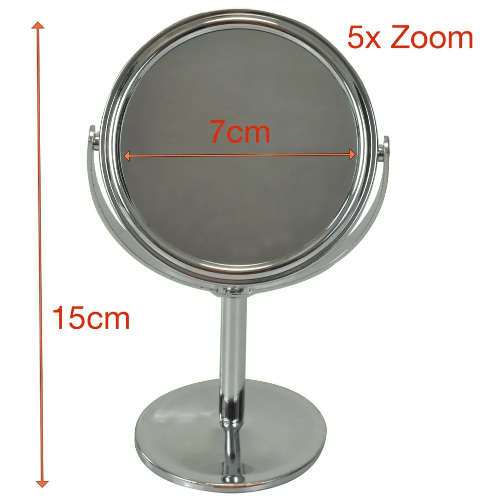 Pocket Size Vanity Mirror with 5X Magnification and Standard Tabletop Shaving Makeup ~ 2 in 1~15 cm (Combo)