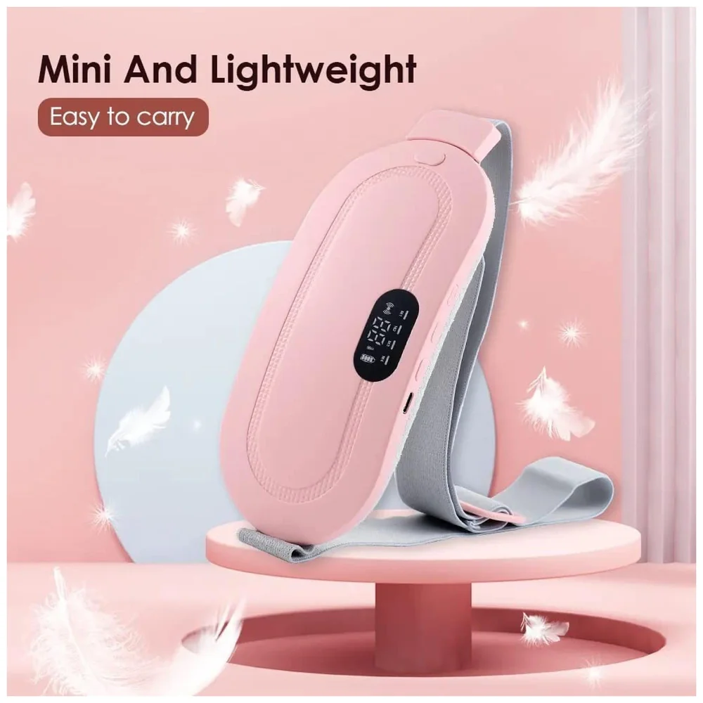 Cordless Menstrual Corded Electric Heating Pad Vibrating Massager For Period Back Pain, 3-Speed Heating & 4-Speed Vibration Modes, Pink