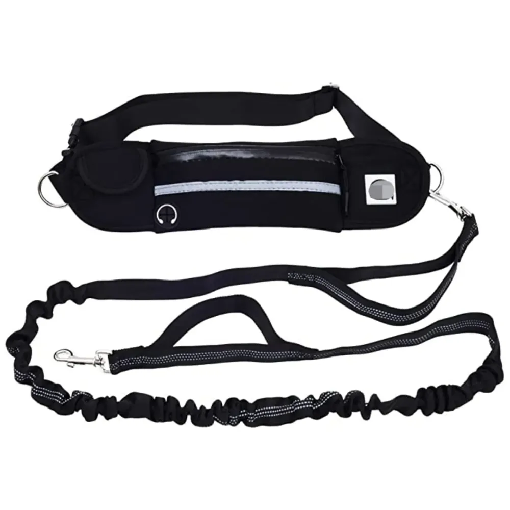 Waist Leash Hands Free Dog Leash Extendable Bungee Dogs Running Walking Jogging Adjustable Waist Belt.