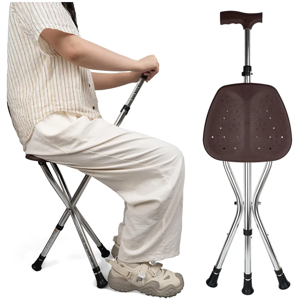 GvHomilov Lightweight Folding Height Adjustable Seat Cane for Seniors
