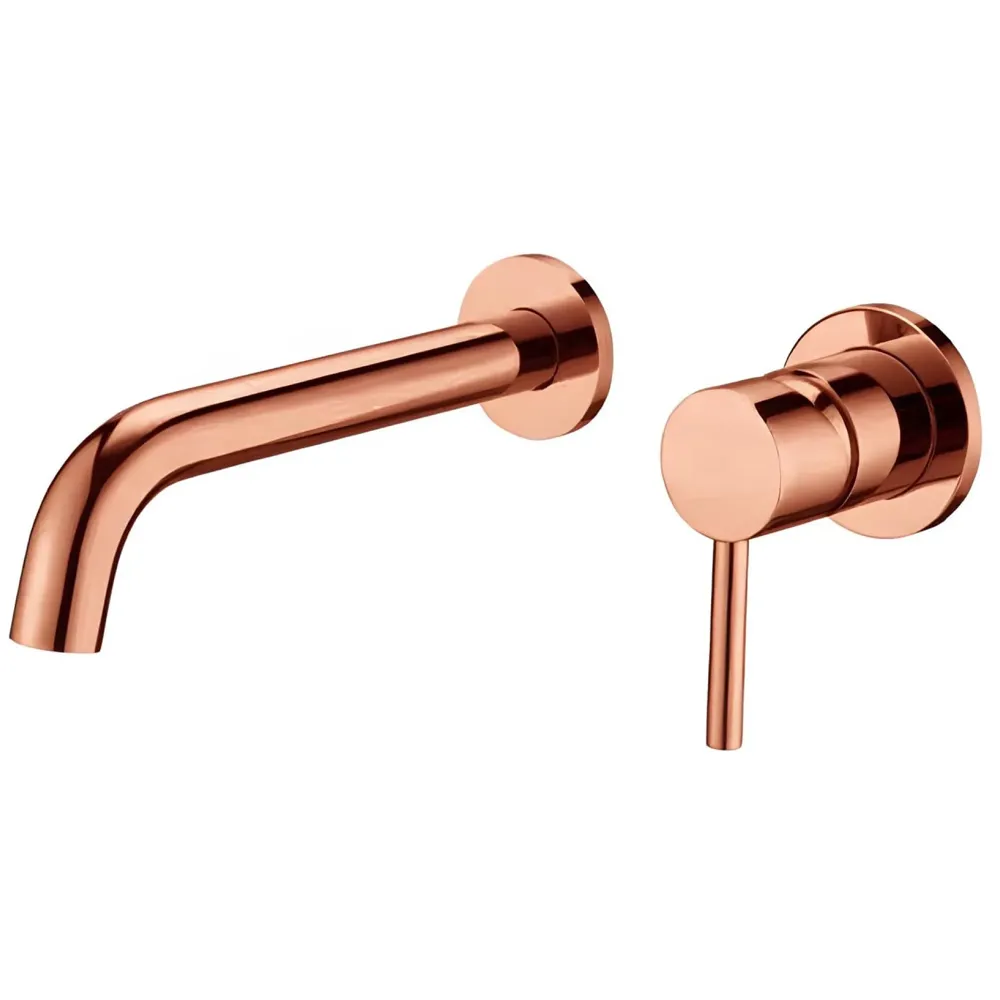 SS Rose Gold Wall Mixer Hot and Cold Basin Tap Faucet Basin Mixer Wall Mounted Mixer with Concealed Parts, for Bathroom Wash Basin -19.5cm